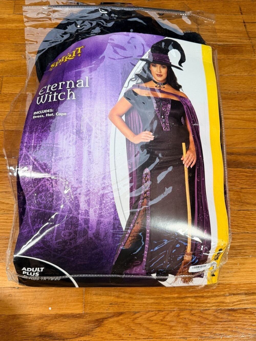 Spirit Eternal Witch Costume Adult Plus 1X 18/20 Dress Hat Cape